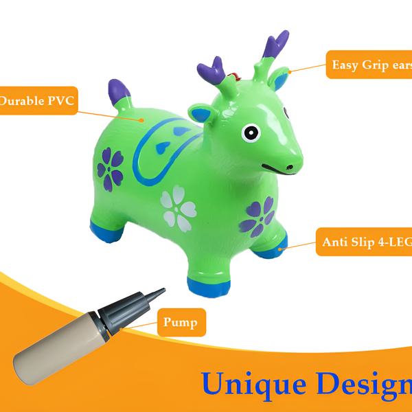 Deer Inflatable Animal Hopper for Toddlers - Bouncy Ride-on Toy for Girls & Boys