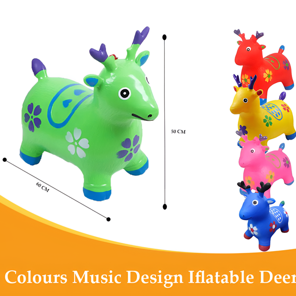 Deer Inflatable Animal Hopper for Toddlers - Bouncy Ride-on Toy for Girls & Boys