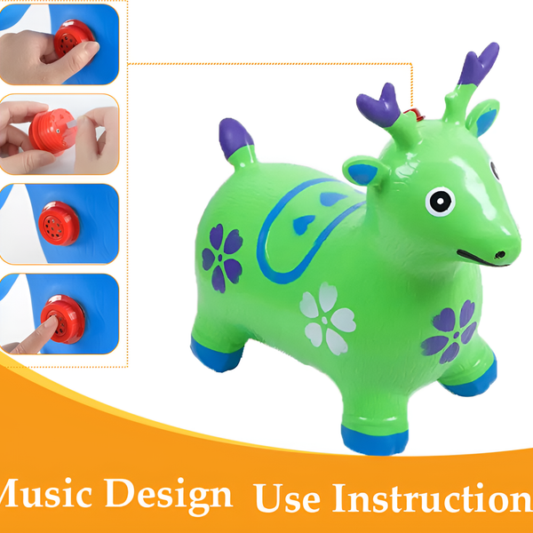 Deer Inflatable Animal Hopper for Toddlers - Bouncy Ride-on Toy for Girls & Boys