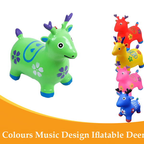 Deer Inflatable Animal Hopper for Toddlers - Bouncy Ride-on Toy for Girls & Boys