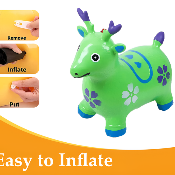 Deer Inflatable Animal Hopper for Toddlers - Bouncy Ride-on Toy for Girls & Boys