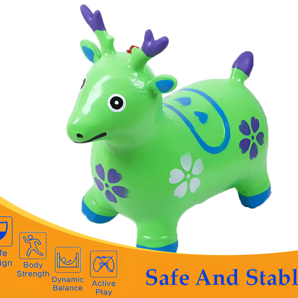 Deer Inflatable Animal Hopper for Toddlers - Bouncy Ride-on Toy for Girls & Boys