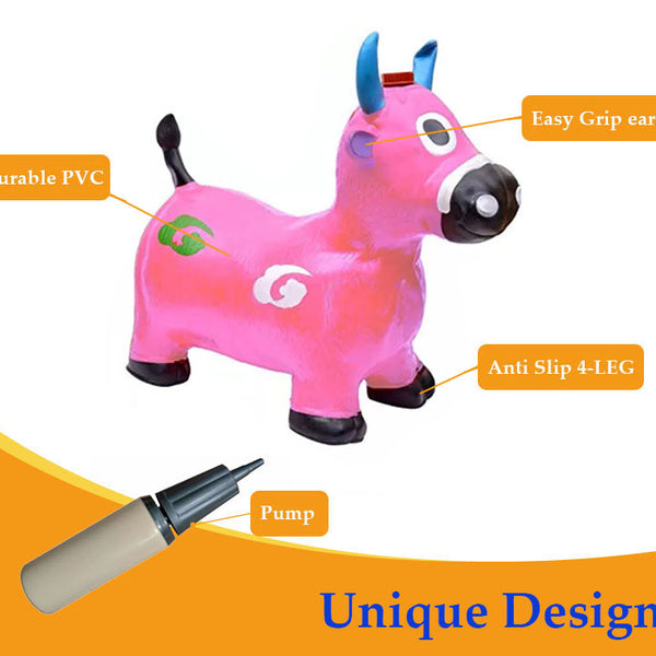 Cow Inflatable Bouncy Animal Hopper for Toddlers - Birthday Gift for Boys & Girls