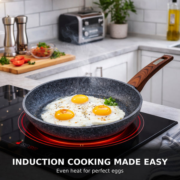 Non-Stick Frying Pan 24 cm Granite Coating & Induction Safe – Houszy