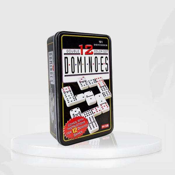 Dominoes Double 12 Colour Dot With Educational Block Toy Tin Case