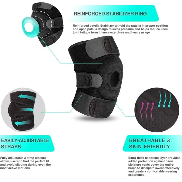 Knee Support With Open Patella for Arthritis & Joint Ache Relief- Adjustable Compression