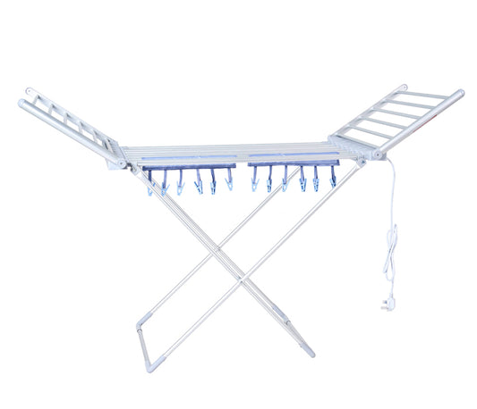 230W Electric Heated Foldable Clothes Dryer with 20 heated bars & 6-Peg Hooks(x2)+ Rack Cover, Indoor Laundry Drying Horse Rack, Grey