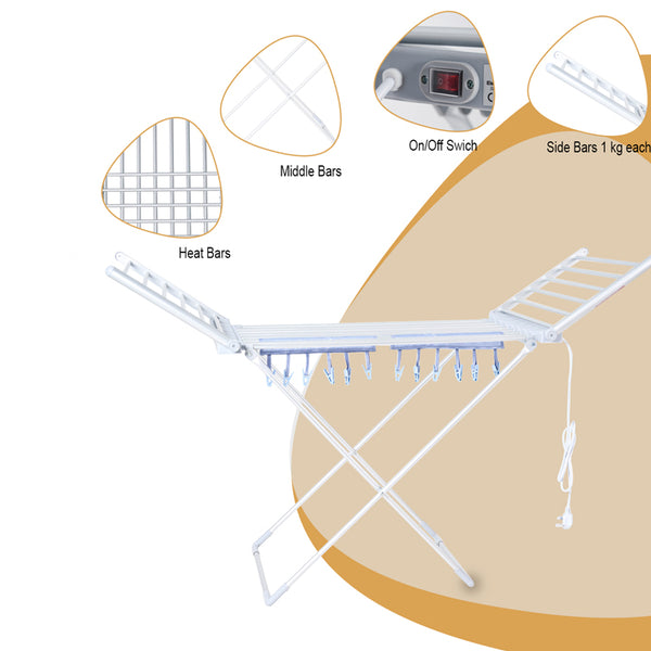 Electric Clothes Dryer With 20 Heated Bars- 230W | 12-Clothes Pegs+ Rack Cover-Houszy®
