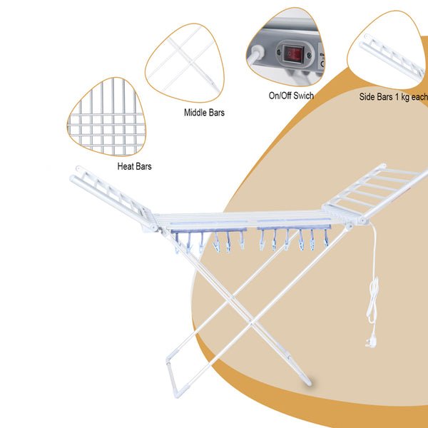 Electric Clothes Dryer With 20 Heated Bars- 230W | 12-Clothes Pegs+ Rack Cover