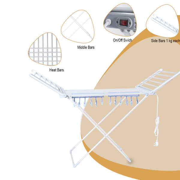 Houszy® Electric heated folding clothes dryer airer with cover, 230w Energy-Efficient 18 rails indoor airer, wet laundry drying rack.