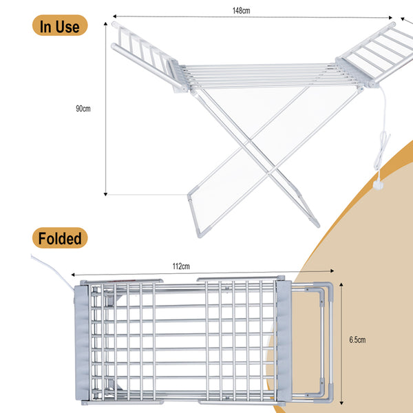 Electric Clothes Dryer With 20 Heated Bars- 230W | 12-Clothes Pegs+ Rack Cover-Houszy®