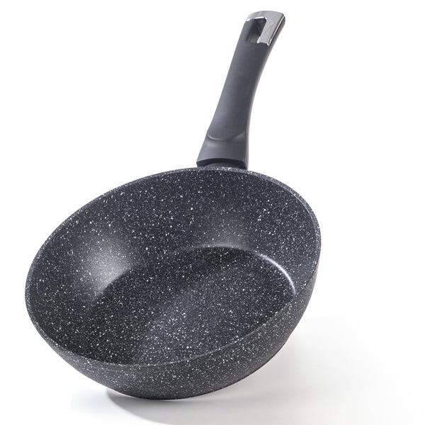 24cm Deep Frying Pan with Lid | Non-Stick Granite Coating, Induction Safe – Houszy