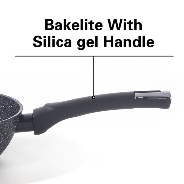 24cm Deep Frying Pan with Lid | Non-Stick Granite Coating, Induction Safe – Houszy