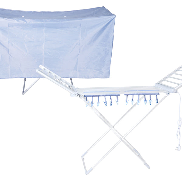 Houszy® Electric heated folding clothes dryer airer with cover, 230w Energy-Efficient 18 rails indoor airer, wet laundry drying rack.