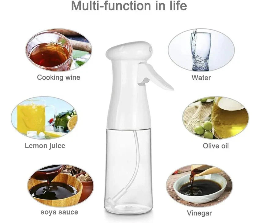 Oil Spray Mist Bottle for Air Fryer, Salad, Baking, BBQ, Frying (White/210 ml)