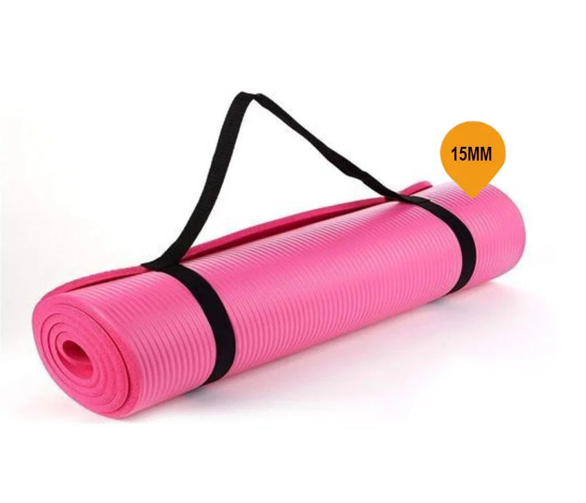 Yoga Exercise Mat with Non-Slip Bottom & Carrying Strap