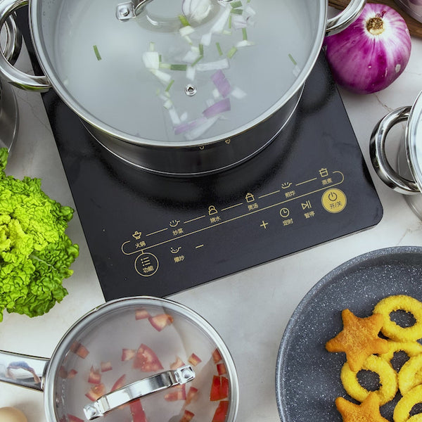 Stainless Steel Non-stick Cookware Set with Glass Lids - 12pcs