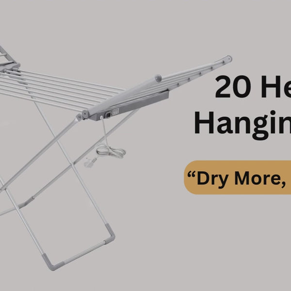 Electric Heated Folding Clothes Dryer Airer With Cover, 230W Energy-Efficient 20 Rails Indoor Airer, Wet Laundry Drying Rack-Houszy®