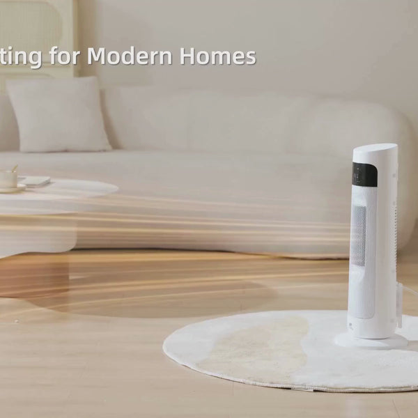 Houszy PTC Ceramic Tower Heater 2000W, Oscillating Electric Fan Heater with Thermostat 15–40°C, 24‑Hour Timer, Remote, Tip‑Over and Overheat Protection, Touch LED Display, UK BS Plug