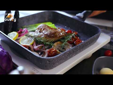 26cm Non-Stick Grill Pan | Removable Handle, Induction Safe, Granite Coated – Houszy