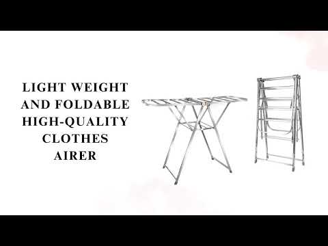 Foldable Clothes Drying Rack with Adjustable Wings-2-Level, for Indoor / Outdoor Use