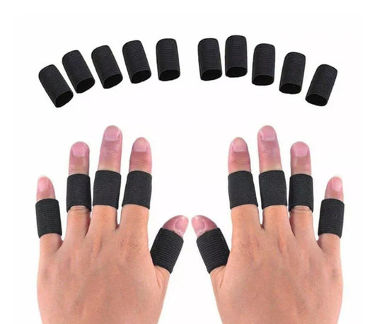 Finger Protector Sleeve Stretchy Flexible Fingers Splint Band Wraps Black
