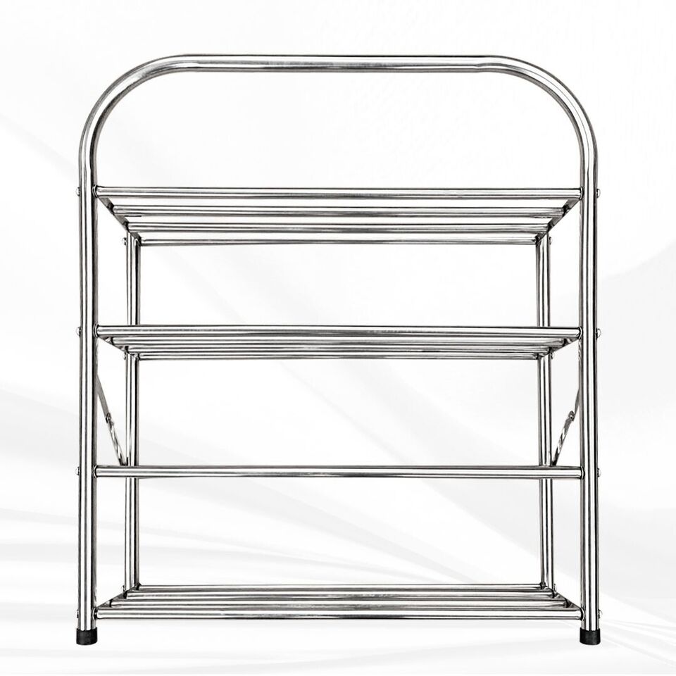 Stainless Steel Shoe Rack- 4-Tier, Ideal for Living Room or Hallway (Silver)