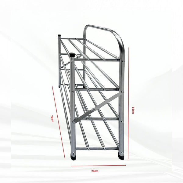Stainless Steel Shoe Rack- 4-Tier, Ideal for Living Room or Hallway (Silver)-Houszy®