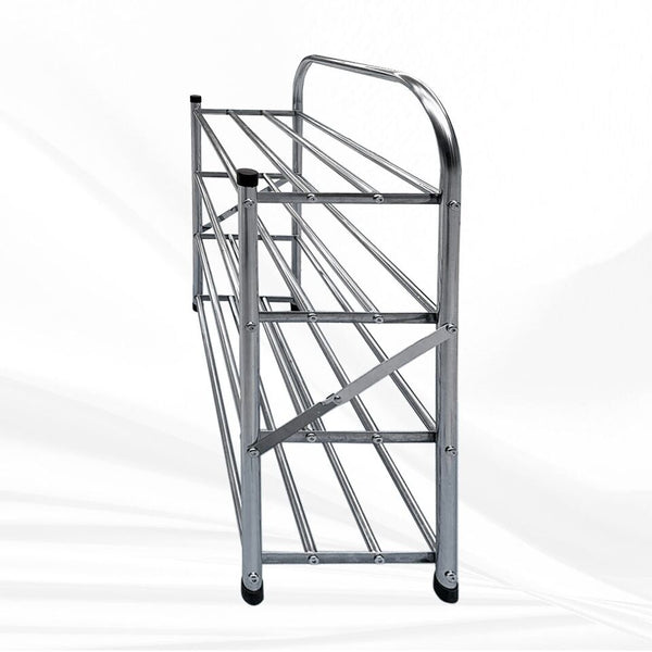 Stainless Steel Shoe Rack- 4-Tier, Ideal for Living Room or Hallway (Silver)-Houszy®