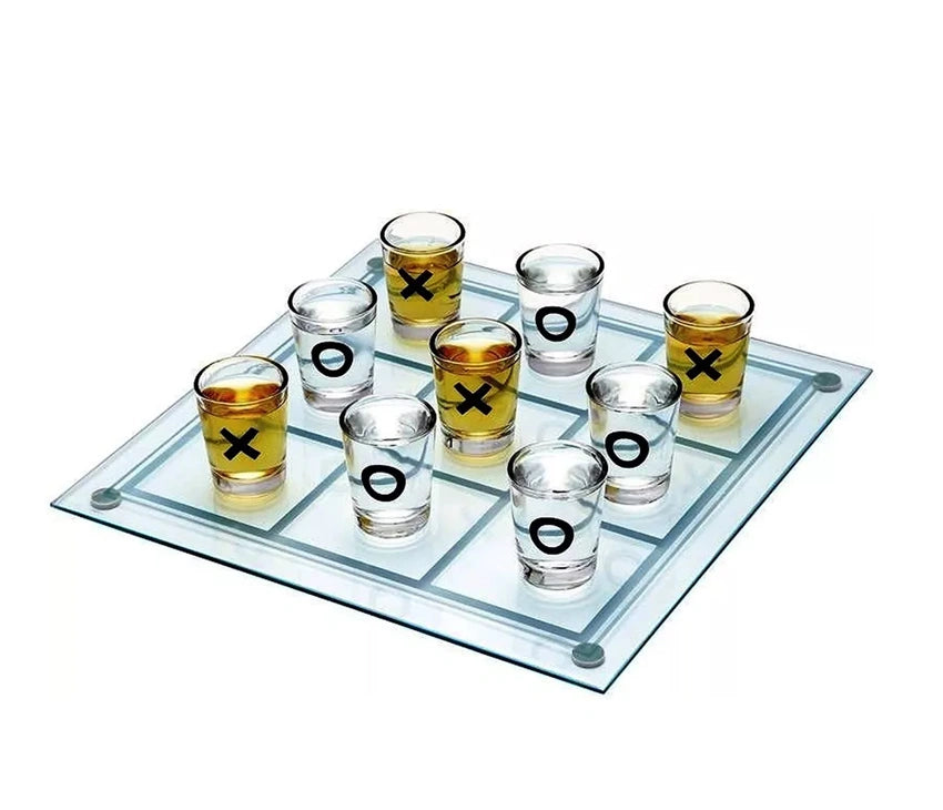 Tic Tac Toe Drinking Game for Adults, 2 Players, 9 Shot Glasses