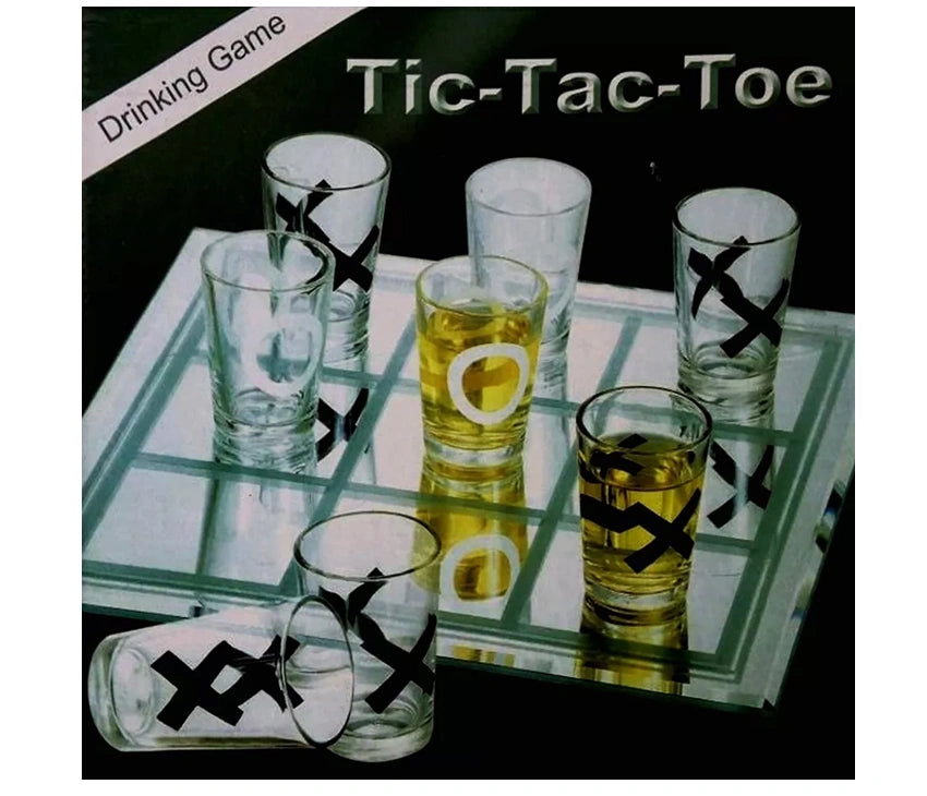 Tic Tac Toe Drinking Game for Adults, 2 Players, 9 Shot Glasses