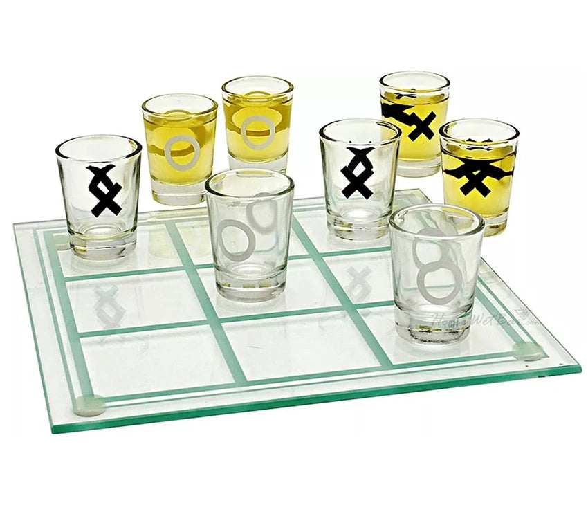 Tic Tac Toe Drinking Game for Adults, 2 Players, 9 Shot Glasses