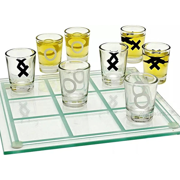 Tic Tac Toe Drinking Game for Adults, 2 Players, 9 Shot Glasses