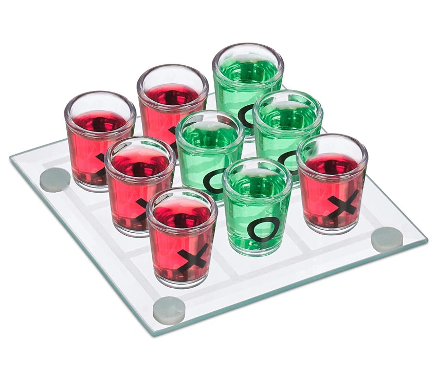 Tic Tac Toe Drinking Game for Adults, 2 Players, 9 Shot Glasses