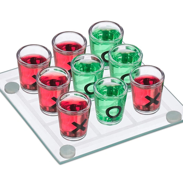 Tic Tac Toe Drinking Game for Adults, 2 Players, 9 Shot Glasses