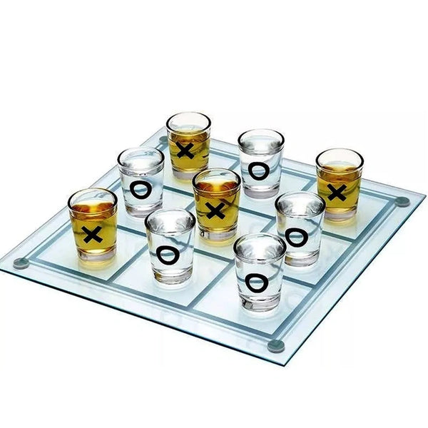 Tic Tac Toe Drinking Game for Adults, 2 Players, 9 Shot Glasses