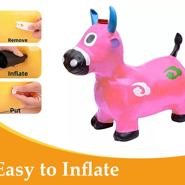 Cow Inflatable Bouncy Animal Hopper for Toddlers - Birthday Gift for Boys & Girls