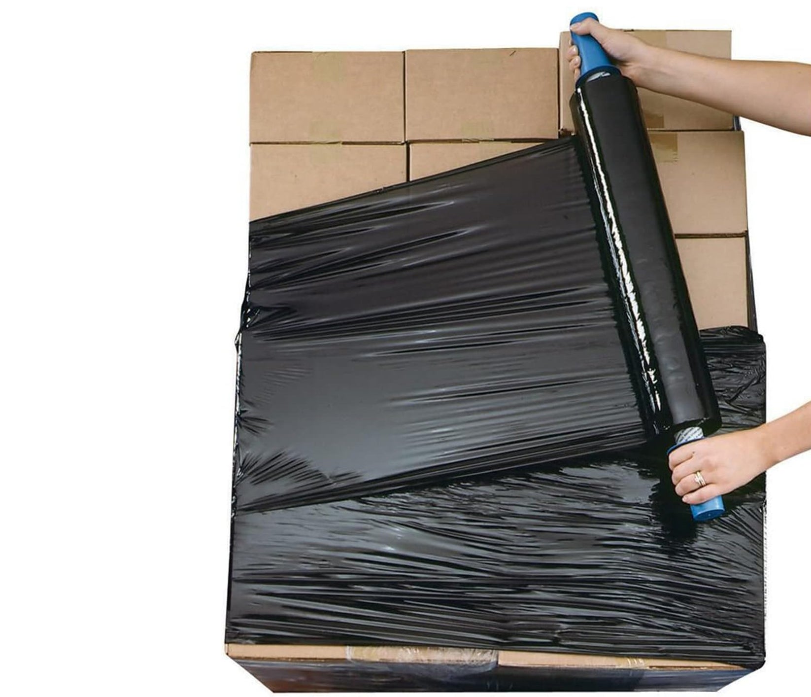 Black Pallet Stretch Wrap | Standard Core, 20mu Thick, Industrial Strength | Plastic Wrap | Packaging for Removals, Industrial & Warehouse Use-1 Roll x 300mm